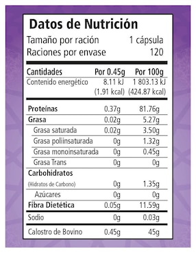 Suplemento alimenticio calostro factor de transferencia Calostrofort con de 120 cáp
