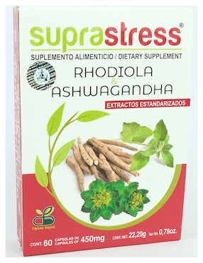 Suplemento alimenticio rhodiola y ashwagandha Suprastress de 60 cáp