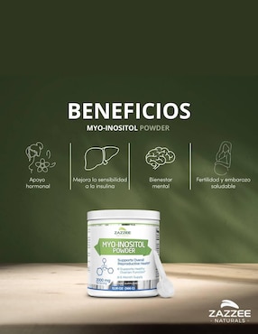 Zazzee naturals myo inositol 366 g polvo suplemento equilibrio hormonal y fertilidad femenina Zazzee de 12 oz