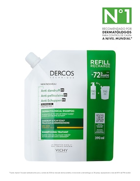 Shampoo anticaspa para cabello normal Dercos eco refil Vichy