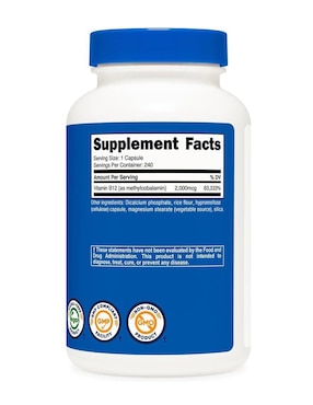 Vitamina B12 2000 mcg Nutricost de 240 cápsulas