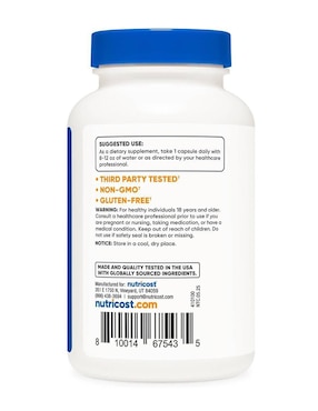 Vitamina B12 2000 mcg Nutricost de 240 cápsulas