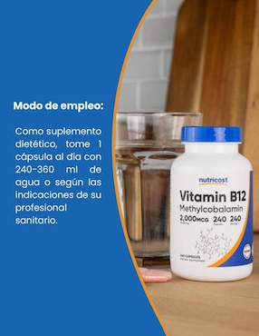 Vitamina B12 2000 mcg Nutricost de 240 cápsulas