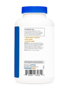 L-Glutamina 800 mg Nutricost de 180 cápsulas