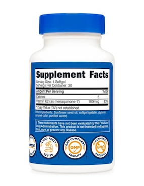 Vitamina K2 MK-7 100 mcg Nutricost de 30 cápsulas