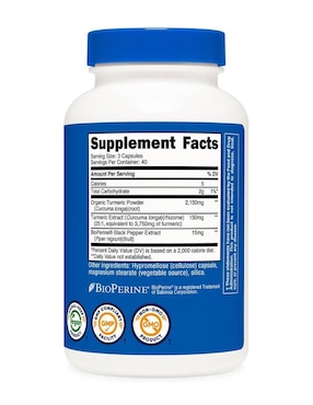 Cúrcuma 2300 mg Nutricost de 120 cápsulas