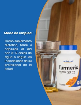 Cúrcuma 2300 mg Nutricost de 120 cápsulas