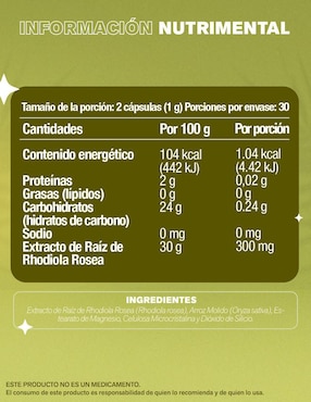 Rhodiola Rosea Lemon Cochella de 60 cápsulas