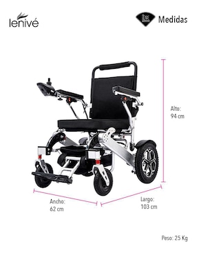 Silla de ruedas eléctrica plegable rinde 18 km hasta 0 a 110 kg Lenivé RUED-3E