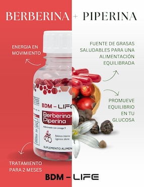 Berberina + Piperina BDM Lab de 120 cápsulas
