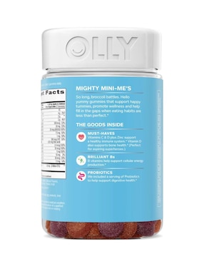 Gomitas multivitamínicas + probióticas para niños Olly sabor frutos rojos de 160 gomitas