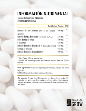 Dht Blocker Pharma Grow con saw palmetto120 cápsulas