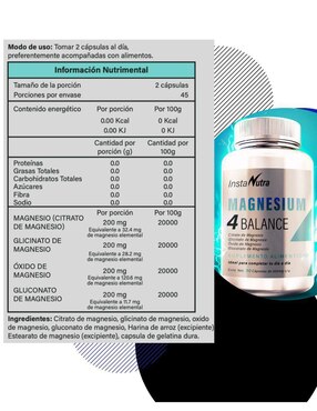 Magnesium 4 Balance Instanutra de 90 cápsulas