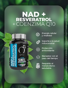 NAD + Resveratrol + Coenzima Q10 Vito - Vitaminas Totales de 60 cápsulas