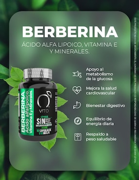 Berberina con ácido alfa lipoico y vitamina E Vito - Vitaminas Totales de 90 cápsulas