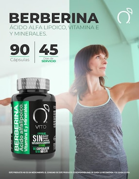 Berberina con ácido alfa lipoico y vitamina E Vito - Vitaminas Totales de 90 cápsulas