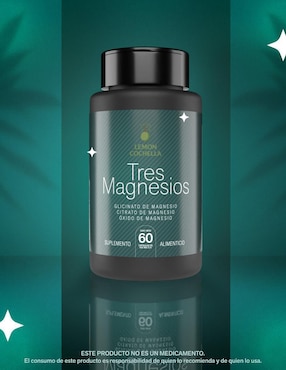 Tres magnesios Lemon Cochella con glicinato de magnesio, citrato de magnesio y oxido de magnesio de 60 cápsulas