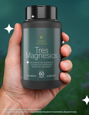 Tres magnesios Lemon Cochella con glicinato de magnesio, citrato de magnesio y oxido de magnesio de 60 cápsulas