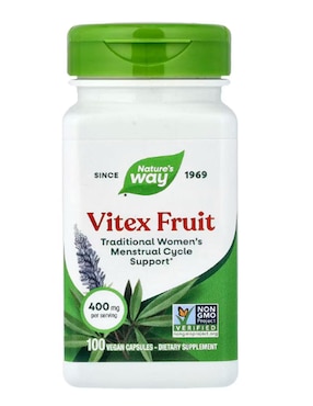 Fruto de vitex Natures Way con vitaminas y minerales de 100 cápsulas