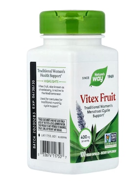 Fruto de vitex Natures Way con vitaminas y minerales de 100 cápsulas