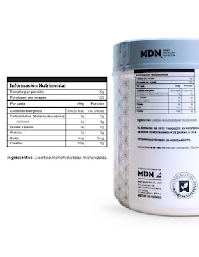 Creatina monohidratada MDN sabor natural de 500 G