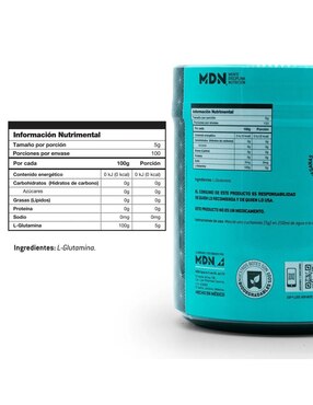 Glutamina sports MDN con L-Glutamina sabor natural de 500 G