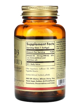 Vitamina D3 Solgar de 100 cápsulas