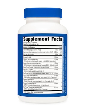 Testosterone complex 1800 mg suplemento apoyo hormonal, energía y rendimiento masculino Nutricost con testosterona de 90 cápsulas