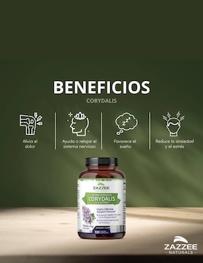 Zazzee naturals corydalis 7500 mg suplemento apoyo articular y alivio del dolor natural Zazzee con extracto de corydalis de 120 cápsulas