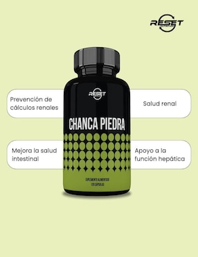 Suplemento para cálculos renales, salud urinaria y protección hepática Reset Nutrition con Chanca piedra de 120 Cápsulas
