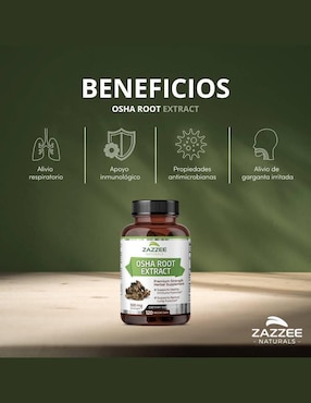 Suplemento salud pulmonar y respiratoria Zazze con extracto de raíz de Osha de 120 cápsulas