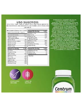 Multivitamínico suplemento alimenticio Centrum tabletas