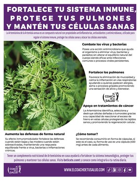 Suplemento alimenticio Artemisinina con quinghaosu (artemisia annua) de 120 cápsulas