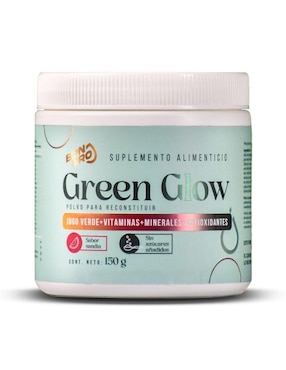 Green Glow Jugo Verde con Alfalfa, Apio, Nopal, Espinaca, Zanahoria, Naranja, Jengibre, Piña, Vitaminas, Calcio y Astaxantina Bpn Pro sabor sandía de 150 g