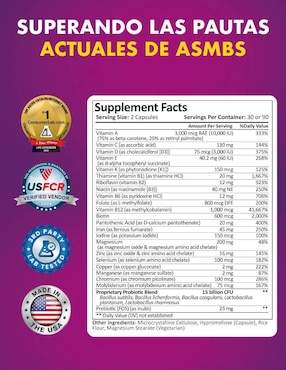 Multivitamínico Bariátrico y Probióticos para recuperación y salud digestiva Procare Health de 60 cápsulas