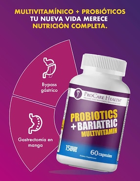 Multivitamínico Bariátrico y Probióticos para recuperación y salud digestiva Procare Health de 60 cápsulas