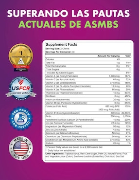 Multivitamínico con hierro soporte nutricional bariátrico Procare health sabor frutal de 60 gomitas
