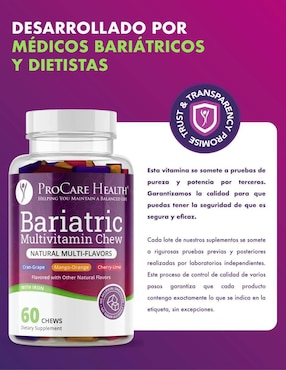 Multivitamínico con hierro soporte nutricional bariátrico Procare health sabor frutal de 60 gomitas