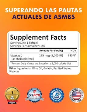 Vitamina D3 5000 UI Procare Health de 180 cápsulas