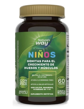 Vitaminas niños crecimiento huesos sanos con D3 K1 calcio magnesio Natures Way con multivitamínico sabor frutal de 60 gomitas