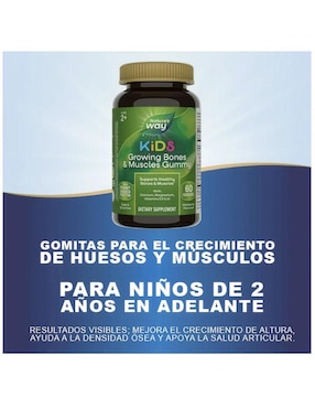 Vitaminas niños crecimiento huesos sanos con D3 K1 calcio magnesio Natures Way con multivitamínico sabor frutal de 60 gomitas