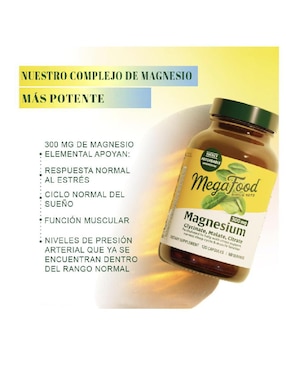 Glicinato Malato Citrato Magnesio Megafood de 60 cápsulas