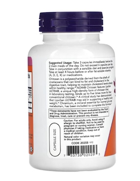 Chitosan Plus Chromium Now con cromo de 120 cápsulas