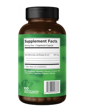 Noni The Vitamin World con flor de manita de 100 cápsulas