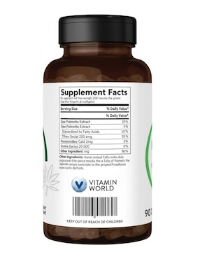 Saw Palmetto The Vitamin World de 90 cápsulas