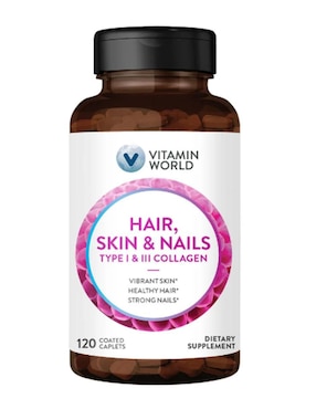 Fórmula para cabello, piel y uñas The Vitamin World con vitaminas y minerales de 120 cápsulas