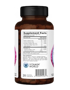 Fórmula para cabello, piel y uñas The Vitamin World con vitaminas y minerales de 120 cápsulas