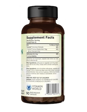 Hierro The Vitamin World de 90 cápsulas