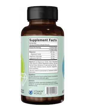 Complejo de magnesio The Vitamin World de 60 cápsulas