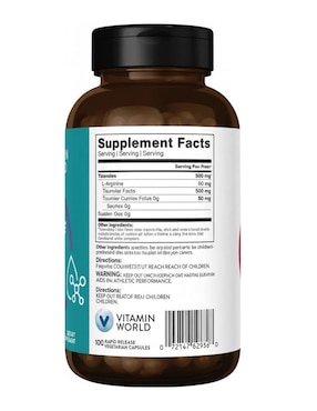 L-arginina The Vitamin World de 100 cápsulas